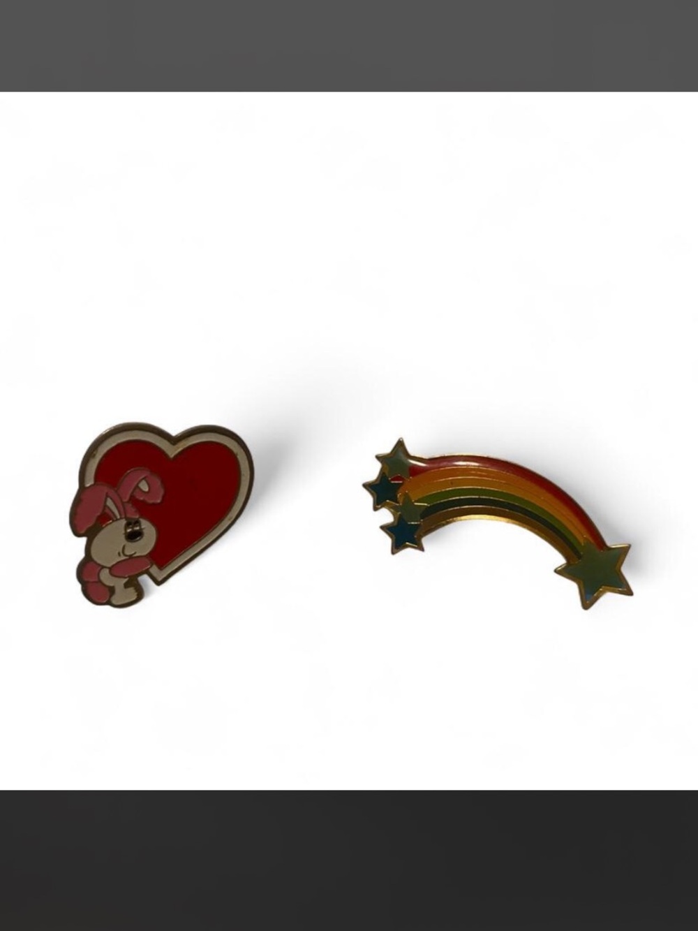 Vintage Bunny Heart & Rainbow Star Enamel pins